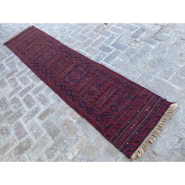 Islamic Handwoven Afghan Adreskan Traditional Geometric Runner - 2'1" X 9'11" For Sale - Image 3 of 11