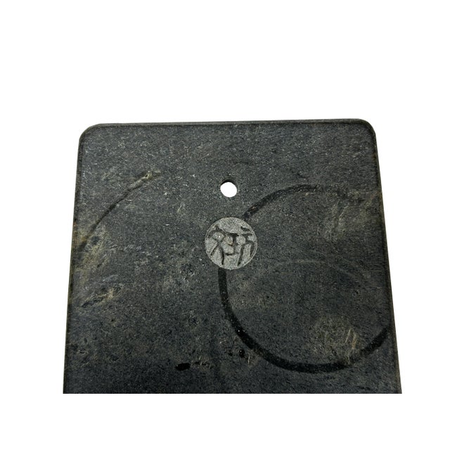 Oriental Stone Ritual Knife Shape Carving Display Plaque Art For Sale - Image 9 of 12