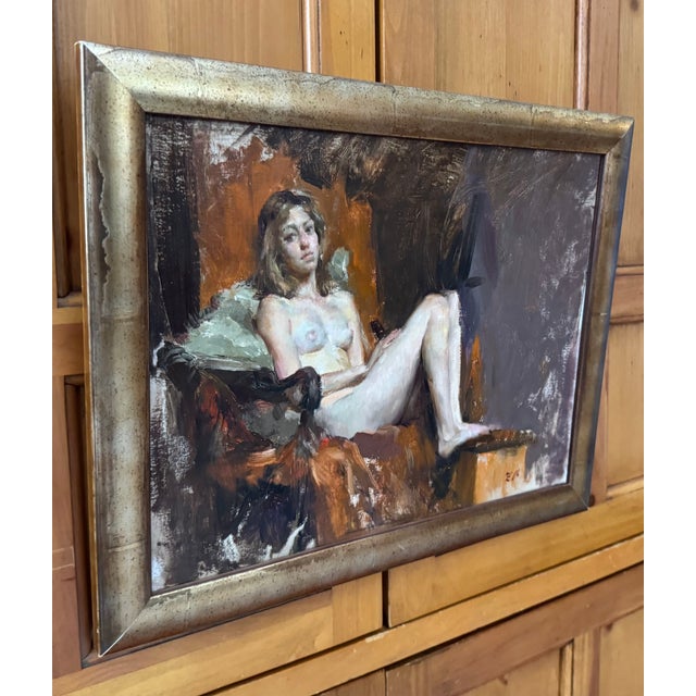 Figurative Seated Nude by Mary Qian, Oil on Canvas For Sale - Image 3 of 5