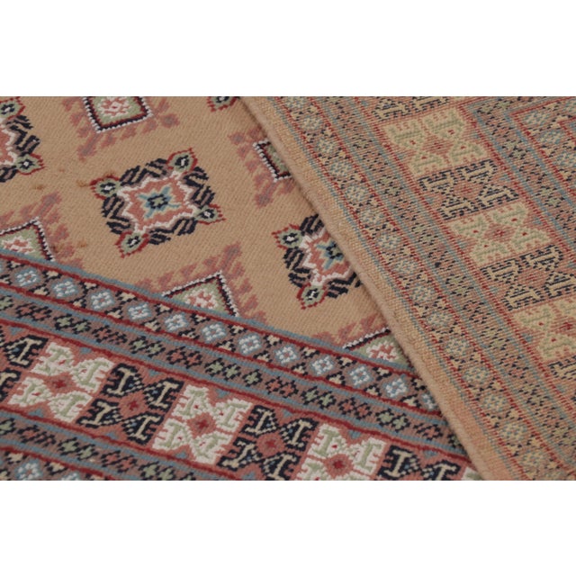 Beige Vintage Bokhara Rug in Golden Beige With Geometric Patterns - Rug & Kilim For Sale - Image 8 of 8