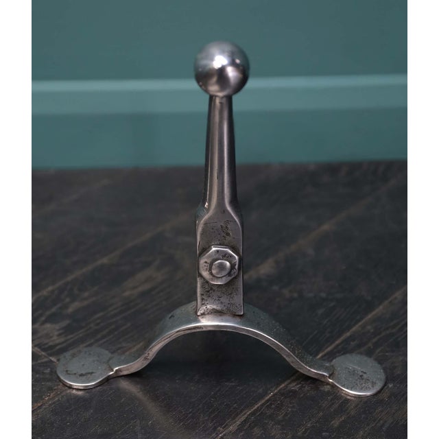Mid-19th Century English Polished Wrought Fire Dogs, Set of 2 For Sale - Image 4 of 5