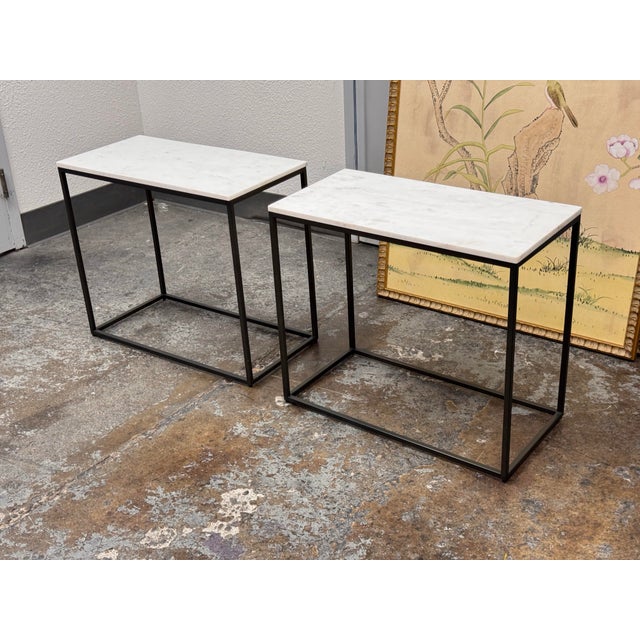 Pottery Barn Delaney Rectangular Marble End Tables, Pair For Sale - Image 12 of 12