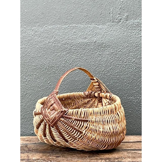 Vintage Handcrafted Shaker Rattan Basket For Sale In West Palm - Image 6 of 12