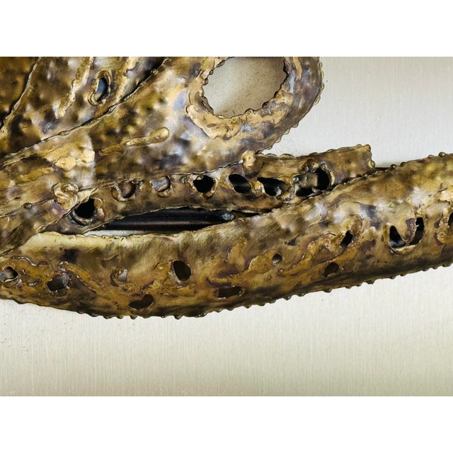 Vintage 1970s Brutalist Metal Wall Hanging For Sale - Image 4 of 9