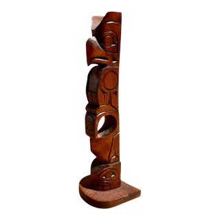 Vintage Wooden Totem Kwakiutl Eagle Cedar Wood. For Sale