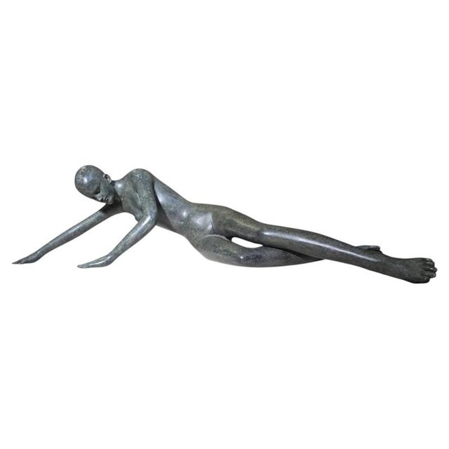 Patricia Peeters, Monumental Reclining Female Nude in Green Patinate, 1980, Bronze For Sale - Image 12 of 12
