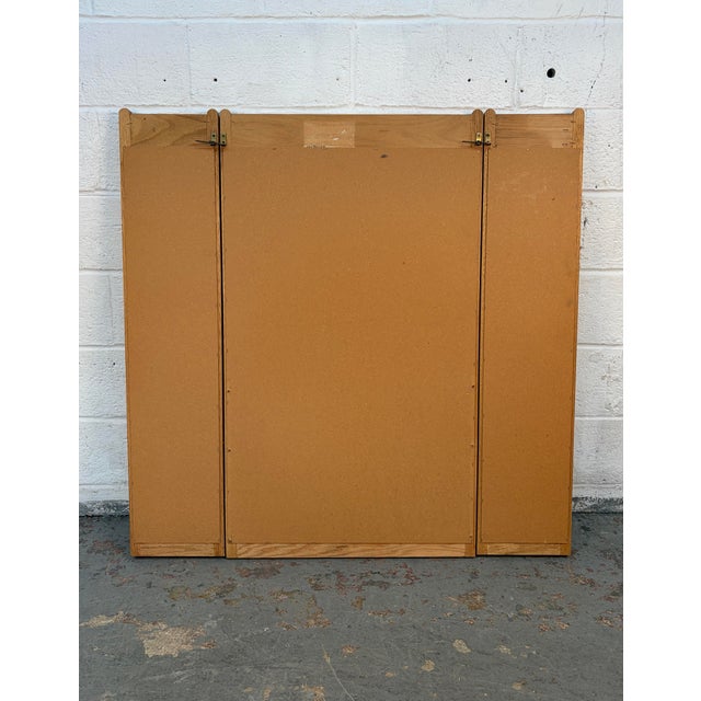 Vintage Modern Solid Oak Six-Drawer Dresser W/ Tri-Fold Mirror For Sale - Image 15 of 17