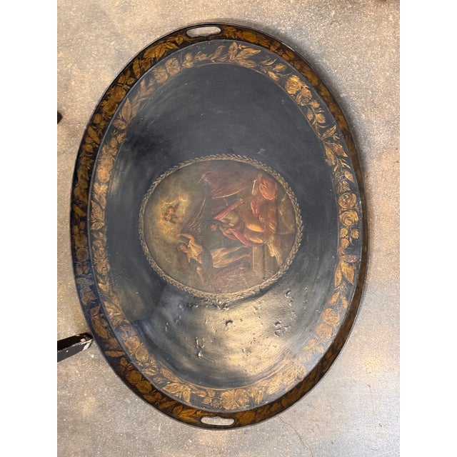 19th Century Painted Tole Tray on Stand For Sale - Image 12 of 12