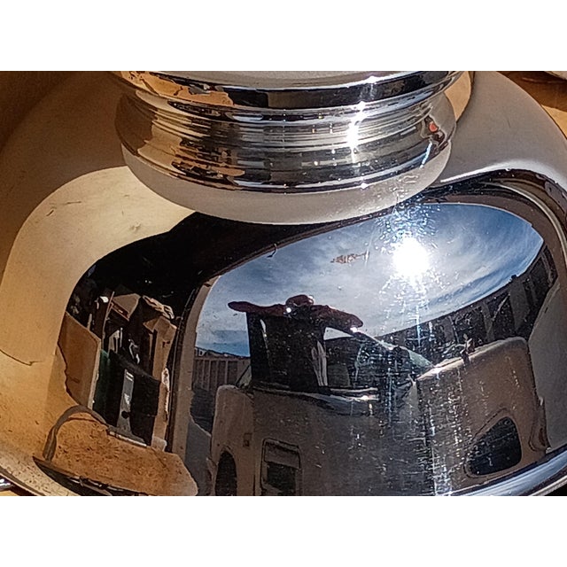 At this moment this is the largest and the last of my silver plated globe table lamps ,this lamp easily fits in with many...