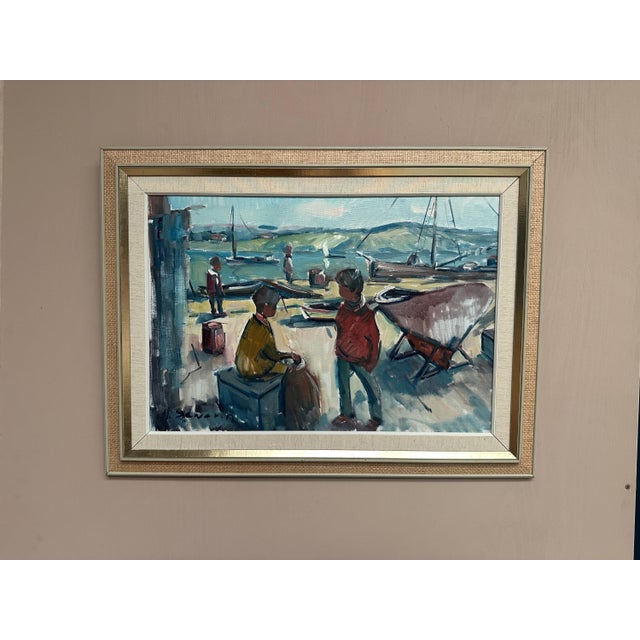 Nils Sewerin, Harbour, 1950s, Oil Painting on Canvas, Framed For Sale - Image 8 of 18