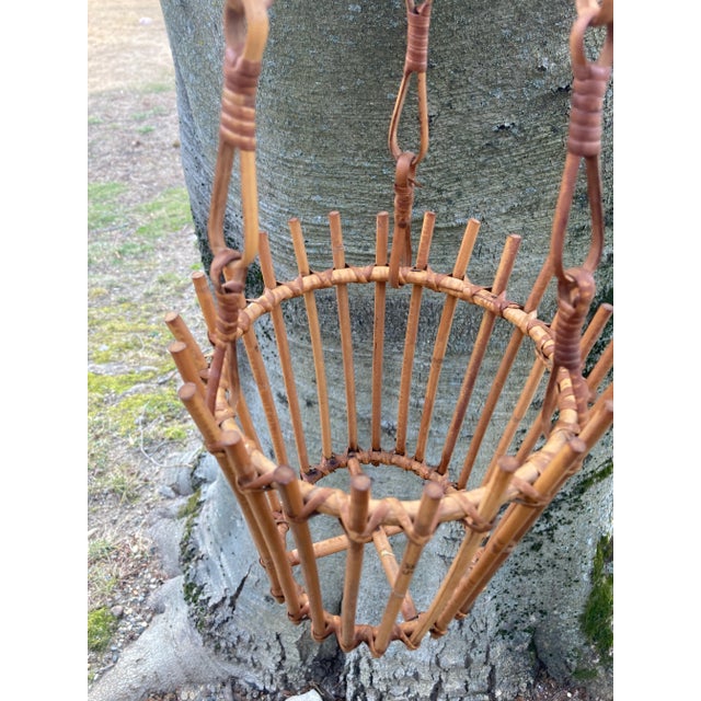 Mid 20th Century Vintage Rattan Hanging Basket For Sale - Image 10 of 10