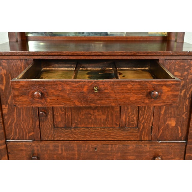 Brown Stickley Brothers Style Antique Mission Oak Arts & Crafts Sideboard or Bar Cabinet, Circa 1910 For Sale - Image 8 of 15