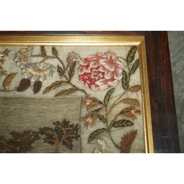 Antique William IV Needlework Stumpwork Sampler with Hardwood Frame, 1834 For Sale - Image 10 of 18
