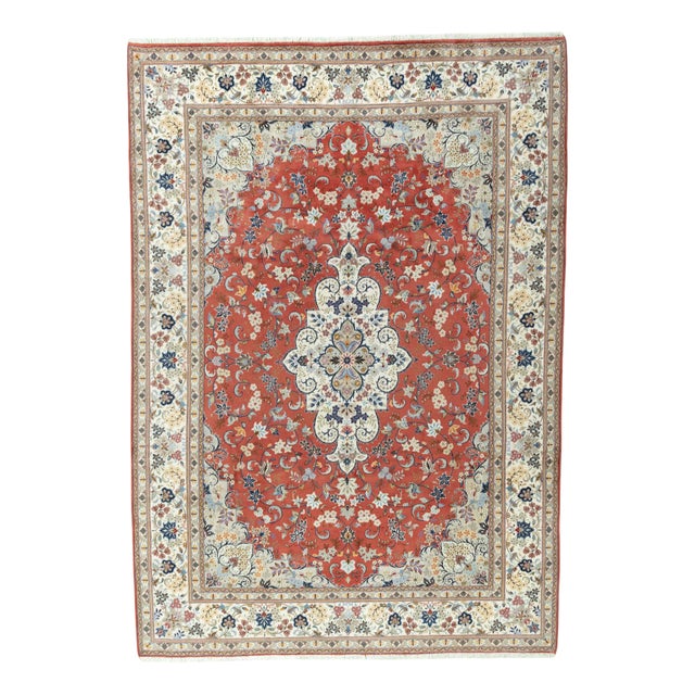 Middle Eastern Hand-Knotted Kashan Cork Rug For Sale
