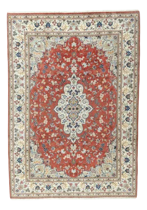 Middle Eastern Hand-Knotted Kashan Cork Rug
