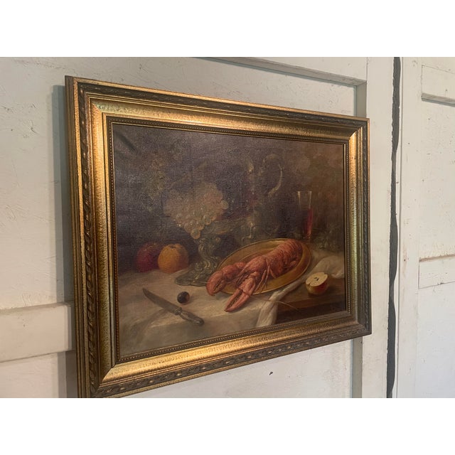 European Art Oil Painting With Lobster For Sale - Image 4 of 6