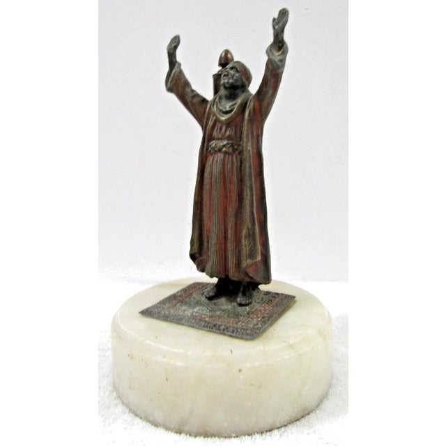 Antique Cold-Painted Bronze Praying Man Figurine Attributed to Franz Bergman For Sale - Image 9 of 17