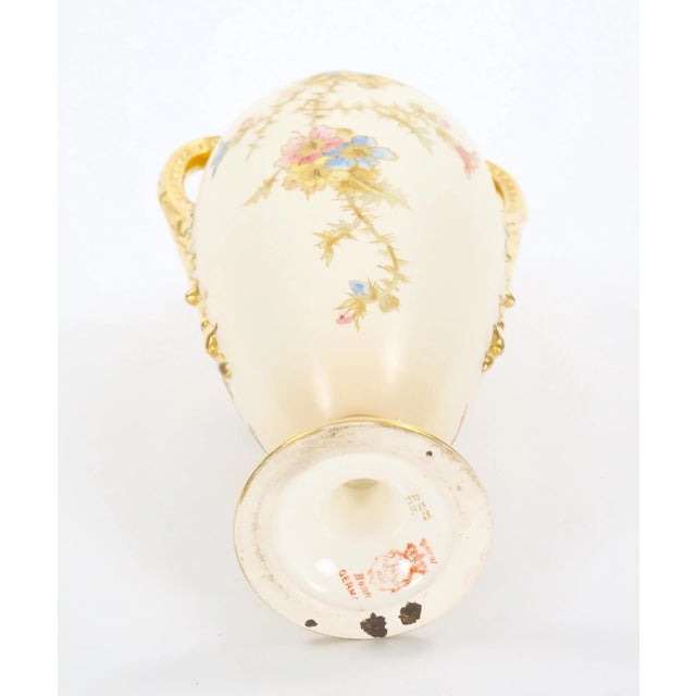 Antique German Porcelain Hand Painted / Gilt Decorative Vase For Sale - Image 11 of 12