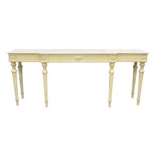 Vintage Maslow Freen English Adam Style White 3 Drawer Console Table For Sale