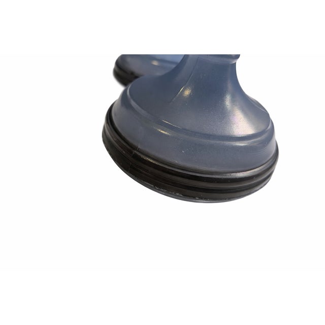 1930's Depression Era Periwinkle Blue Candlesticks. For Sale - Image 4 of 8