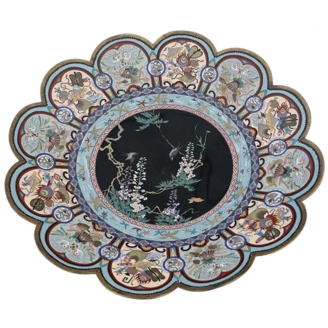 Japanese Cloisonne Charger Plate For Sale - Image 9 of 9