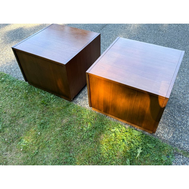 Mid Century Modern Vintage Walnut Nightstands -End Tables, 2 Pieces For Sale - Image 10 of 12