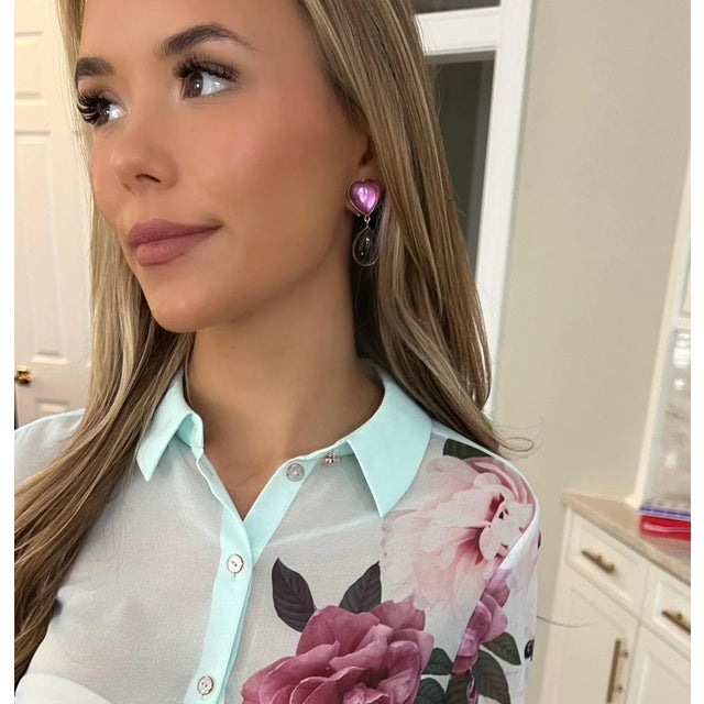 Heart Amethyst Clip Earring For Sale - Image 4 of 4