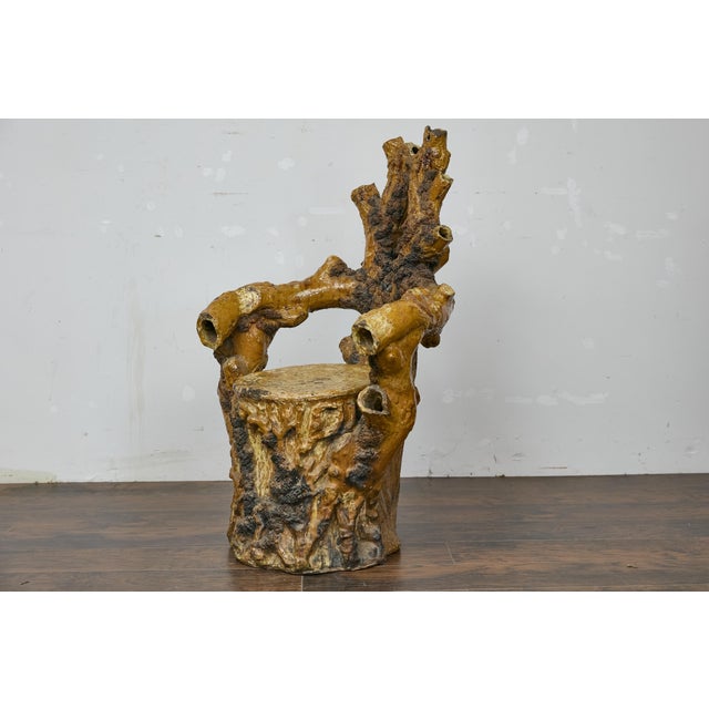 Ceramic English Terracotta Coral-Inspired Grotto Chair with Patina, Circa 1900 For Sale - Image 7 of 12