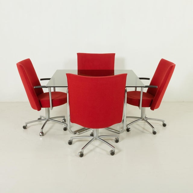 Partner Chairs by J. Foersom & P. ​​Hiort-Lorenzen for Erik Jørgensen, Denmark, 1970s, Set of 4 For Sale - Image 4 of 18