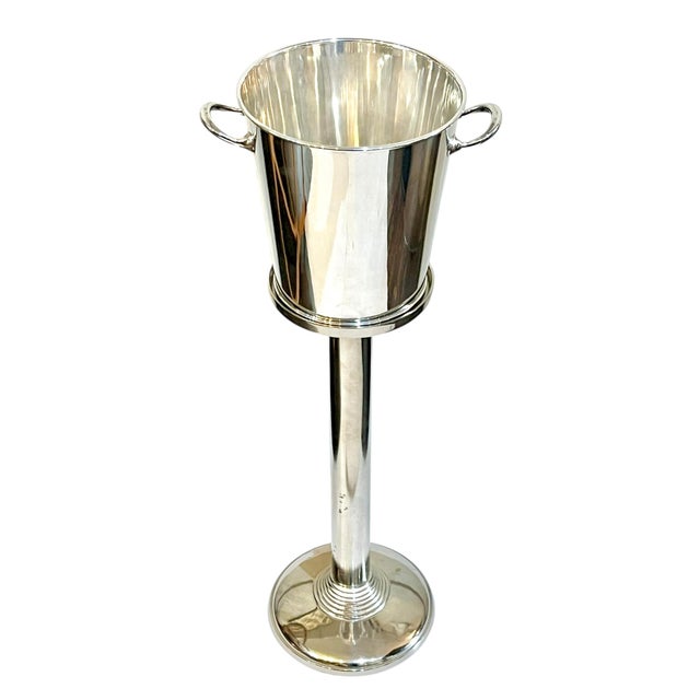Art Deco Antique Art Deco Asprey of London Silver Plate Ice Champagne Bucket on Later Stand For Sale - Image 3 of 18