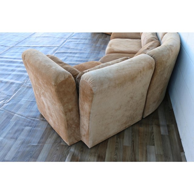 Vintage 1970s 7-Piece Modular Suede Leather Sectional Sofa, Curved Lounge Seating For Sale - Image 15 of 18
