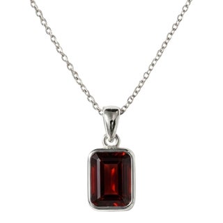 925 Sterling Silver Garnet Pendant, Bezel Setting Gemstone Handmade Pendant For Sale