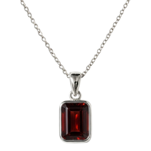 925 Sterling Silver Garnet Pendant, Bezel Setting Gemstone Handmade Pendant