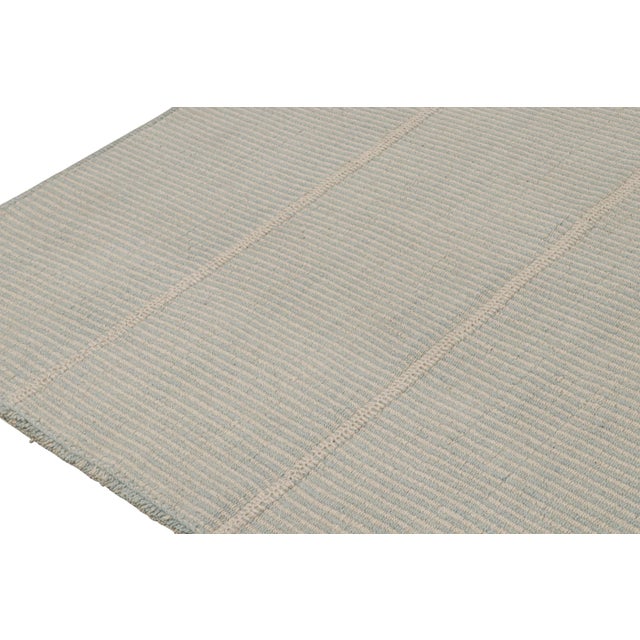 2010s Rug & Kilim’s Contemporary Kilim in Sky Blue and Off-White Stripes For Sale - Image 5 of 7