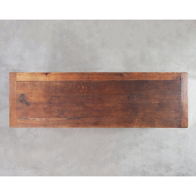 Country French Provincial Oak Farmhouse Dining Table 9 Ft For Sale - Image 4 of 18