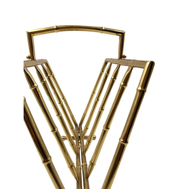 Hollywood Regency Bamboo-Effect Brass Magazine Rack from Montagnani, Italy 1970s For Sale - Image 6 of 13