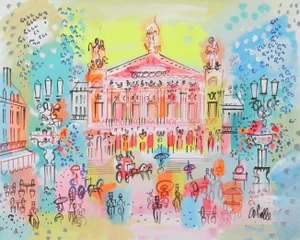 Palais Garnier Plaza V, Charles Cobelle Acrylic on Canvas Painting