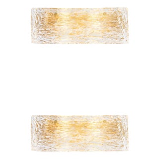 Brass and Handmade Glass Wall Lamps, Set of 2 For Sale