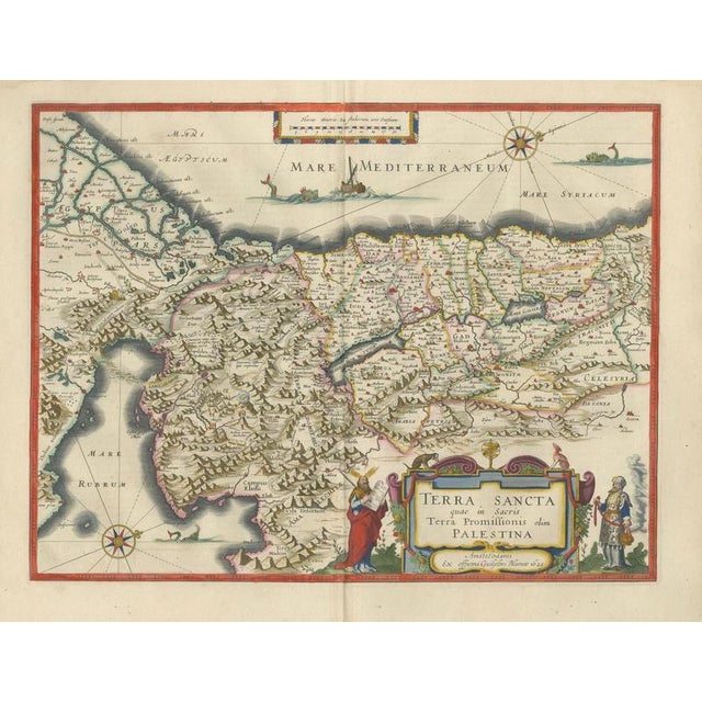 Holy Land Map with Terra Sancta Palestina from Blaeu, 1642 For Sale - Image 3 of 12