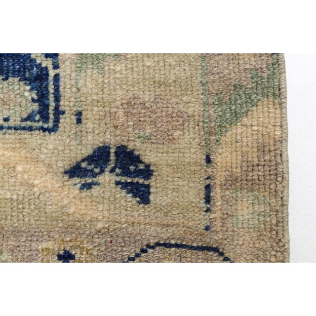 Beige Handmade Beige and Blue Oushak Wool Runner Rug For Sale - Image 8 of 11