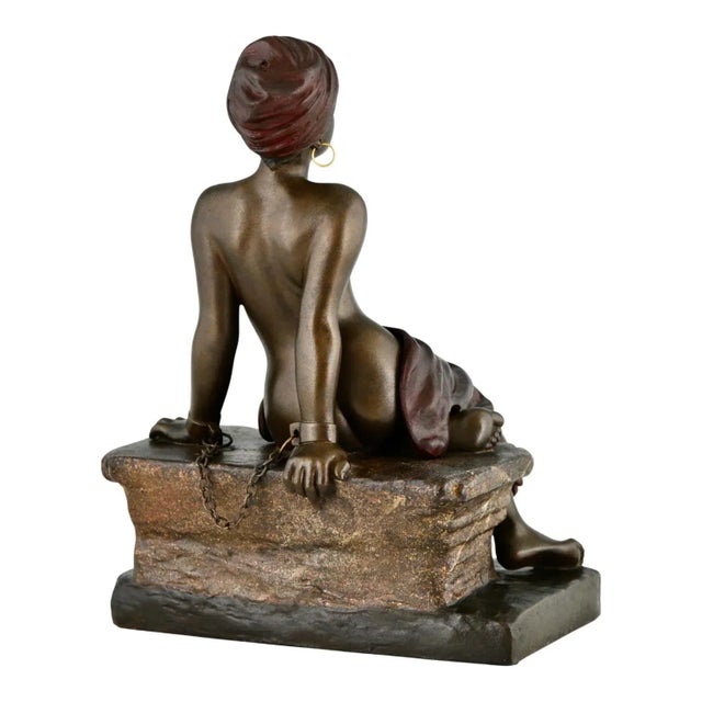 Art Nouveau Metal Sculpture of Seated Girl by Emmanuel Villanis, 1900 For Sale - Image 6 of 11