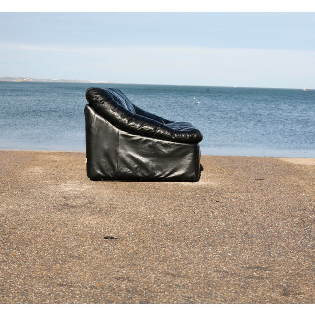 Black Leather Sofa by De Pas, D'Urbino and Lomazzi for Cinna, France, 1980s For Sale - Image 9 of 18
