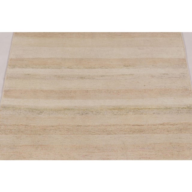 2010s Rug & Kilim’s Textural Extra-Long Runner Rug, Light Cream and Beige Striae For Sale - Image 5 of 8