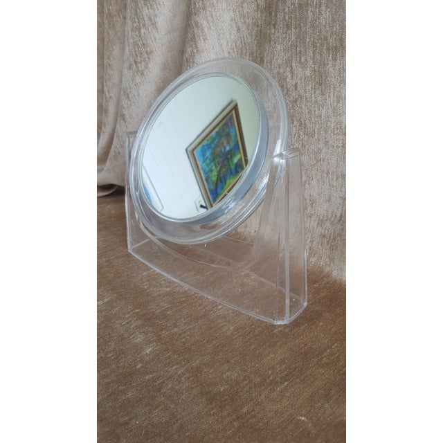 Mid Century Modern Lucite Swivel Magnifying Makeup Vanity Mirror