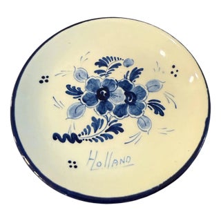 Late 20th Century Blue and White Delfts Blauw Holland Flower Plate For Sale