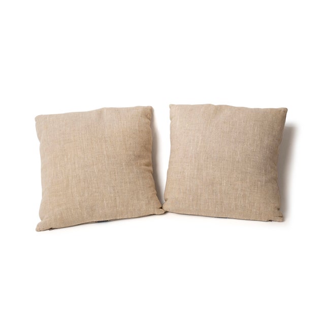 Rustic European Pair of Antique European Linen Grain Sack Pillows For Sale - Image 3 of 12