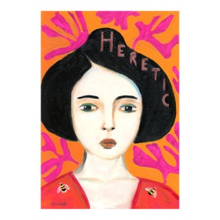 Ariana, Heretic Beekeeper, Pop Art, Vintage Style Modern Oil Portrait by Alexandra Swistak For Sale