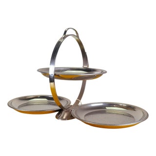 Vintage Serving Tray in 18/10 Steel attributed to Alessi For Sale