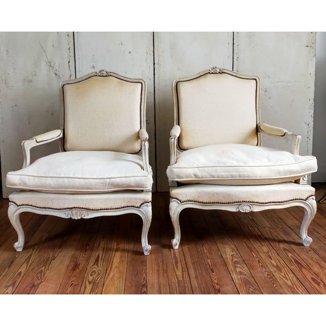 Large Louis XV Style Bergère Armchairs, 1970s, Set of 2 For Sale - Image 10 of 10