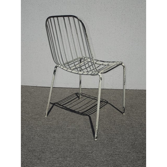 Metal Pair of Vintage Mid Century White Iron Side Chairs For Sale - Image 7 of 12
